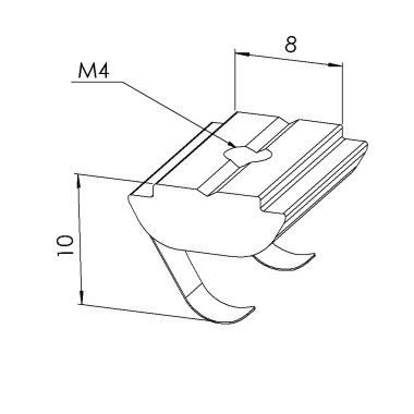 Ecrou rainuré profilé – Taraudage M4 – Rainure 8 mm - Languette