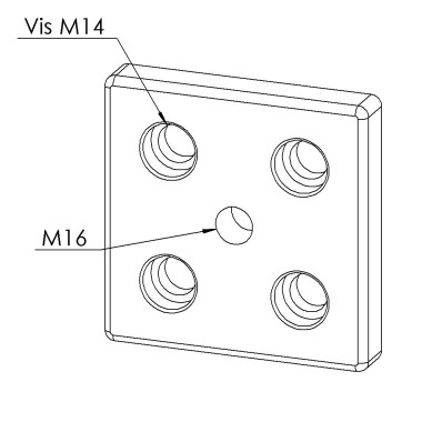 Plaque de base profilé aluminium - 10 mm – Section 100x100 mm - M16