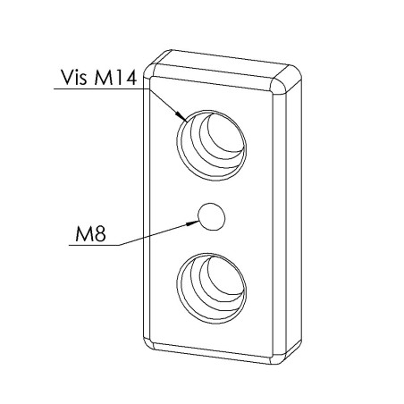 Plaque de base profilé aluminium - 10 mm – Section 90x45 mm - M10