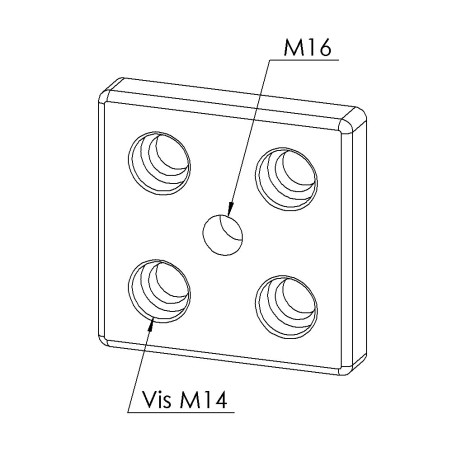 Plaque de base profilé aluminium - 10 mm – Section 90x90 mm - M16