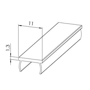 Profilé cache-rainure (Barre de 2 m) – Rainure 10 mm – Al