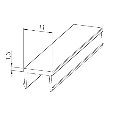 Profilé cache-rainure (Barre de 2 m) – Rainure 10 mm – PA - Gris 7004