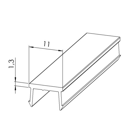 Profilé cache-rainure (Barre de 2 m) – Rainure 10 mm – PA - Gris 7035