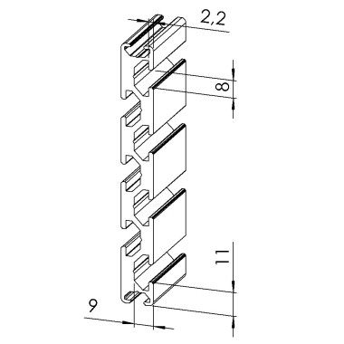 Profilé aluminium – Rainure 10 mm – 120x15 mm