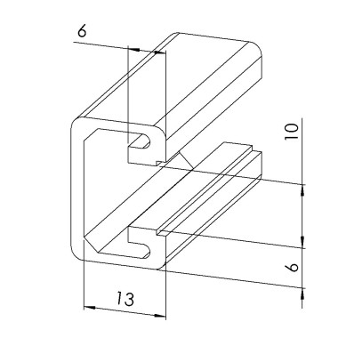 Profilé aluminium – Rainure 10 mm – 22.5x15 mm