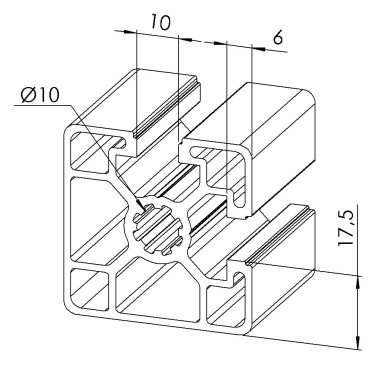 Profilé aluminium – Rainure 10 mm – 45x45 mm - 2N90 - Léger