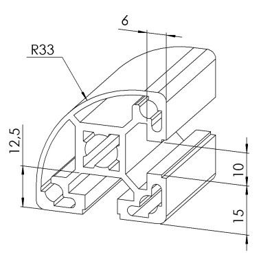 Profilé aluminium - Rainure 10 mm – Section R40-90° - Léger