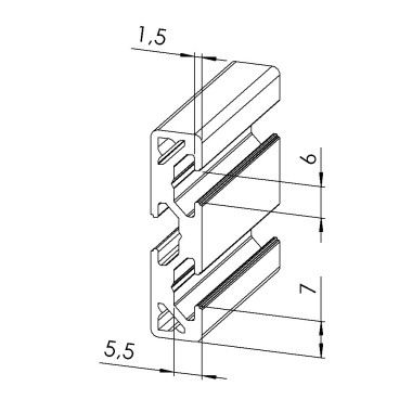 Profilé aluminium – Rainure 6 mm – 40x10 mm - Léger