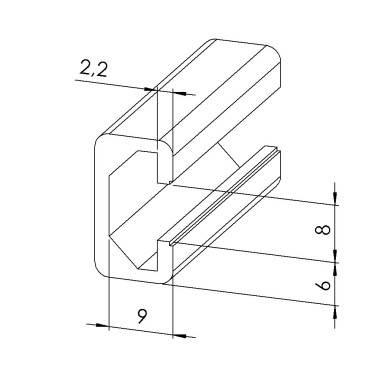 Profilé aluminium – Rainure 8 mm – 20x11 mm - Léger