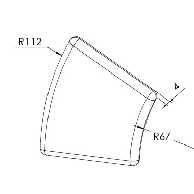 Embout profilé aluminium – Rainure 10 mm – Section R45/90-30° - Noir