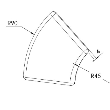 Embout profilé aluminium – Rainure 10 mm – Section R45/90-45° - Noir