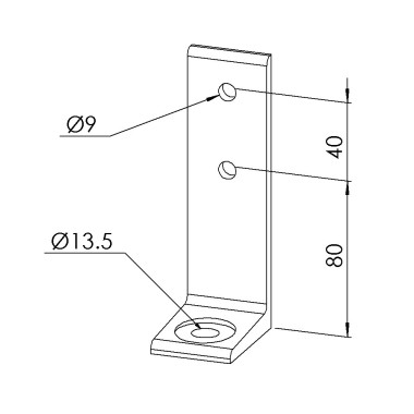 Equerre de fixation au sol profilé aluminium – Al - Simple - 45