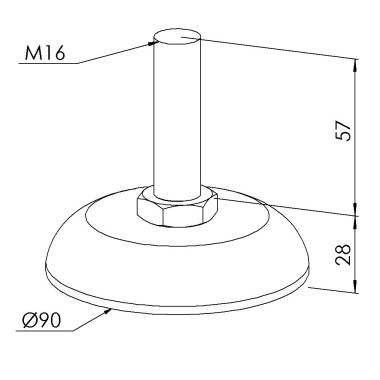 Pied profilé aluminium – D90 – M16x85