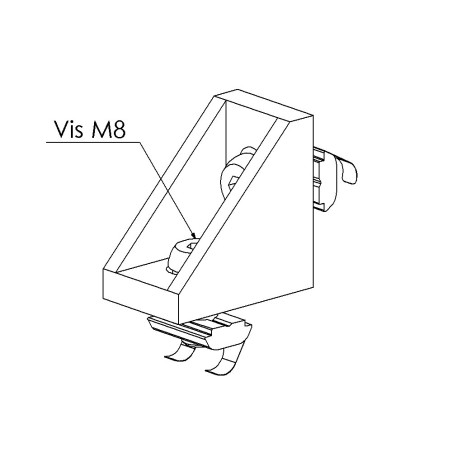 Kit équerre profilé aluminium – Rainure 10 mm – Section 40x40x25 mm - Al - Sablé - 10 45