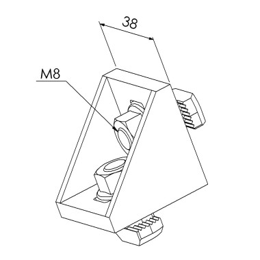 Kit équerre profilé aluminium – Rainure 10 mm – Section 40x40x40 mm - Al