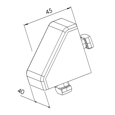 Kit équerre profilé aluminium – Rainure 10 mm – Section 45x45 mm - Al - Cache