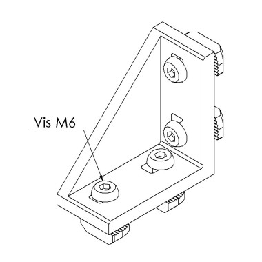 Kit équerre profilé aluminium – Rainure 10 mm – Section 60x60x30 mm - Al