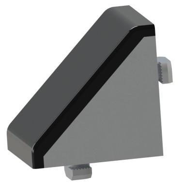 Kit équerre profilé aluminium – Rainure 10 mm – Section 60x60x60 mm - Al - Cache