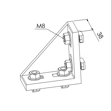 Kit équerre profilé aluminium – Rainure 10 mm – Section 80x80x40 mm - Al