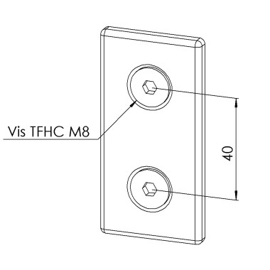 Kit plaque profilé aluminium – Rainure 10 mm - 80x40 mm - Noir - 10 40