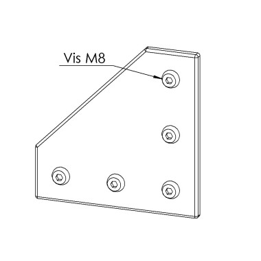 Kit plaque de connexion profilé aluminium – Rainure 10 mm - 135x135 mm - LV1