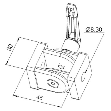 Articulation profilé aluminium – Rainure 8 mm – 30x30 mm - A blocage