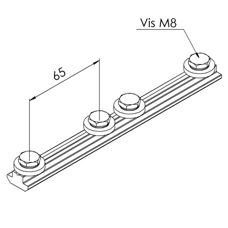 Barrette de liaison profilé aluminium – Rainure 10 mm – 180 mm