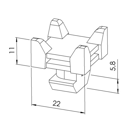 Bloc support collier profilé aluminium – Rainure 10 mm - Bi-directionnel