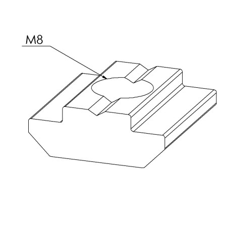 Ecrou coulisseau profilé rainuré 8 – Taraudage M8 - Rainure 8 mm - Lourd