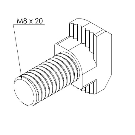 Vis tête marteau profilé aluminium – Filetage M8x20 - Ht 4.5 mm - 10 45