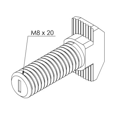 Vis tête marteau profilé aluminium – Filetage M8x25 - Ht 3 mm - 10 45