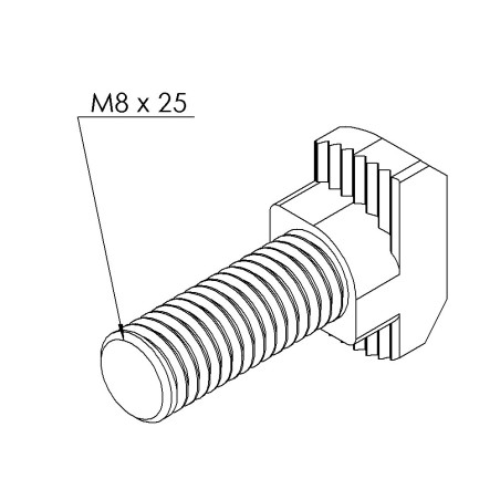Vis tête marteau profilé aluminium – Filetage M8x25 - Ht 4.5 mm - 10 45