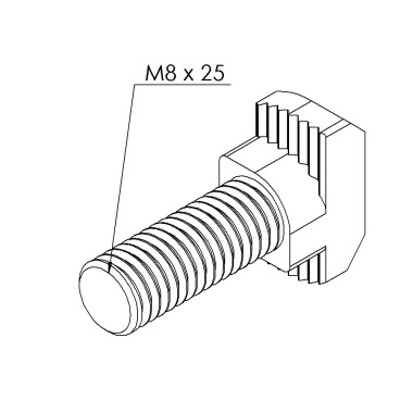 Vis tête marteau profilé aluminium – Filetage M8x25 - Ht 4.5 mm - GEOMET - 10 45