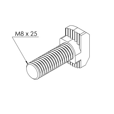 Vis tête marteau profilé aluminium – Filetage M8x25 - Inox - 10 45