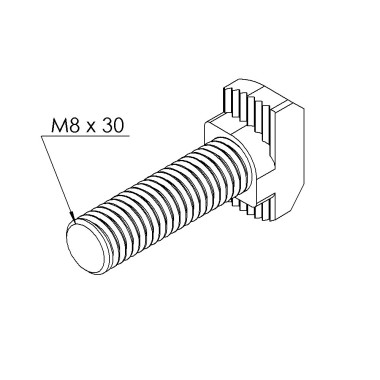 Vis tête marteau profilé aluminium – Filetage M8x30 - 10 45