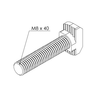 Vis tête marteau profilé aluminium – Filetage M8x40 - 10 45