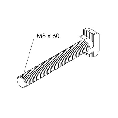 Vis tête marteau profilé aluminium – Filetage M8x60 - 10 45