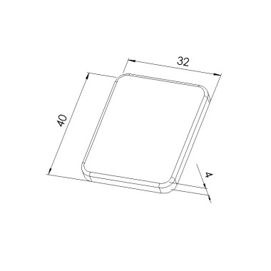 Schéma cotes - Embout profilé aluminium - Rainure 8 mm – Section 40x32 mm - Elcom shop