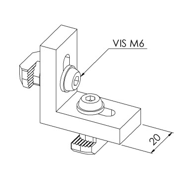 Kit équerre profilé aluminium – 10 mm – 40x40x20 mm - Zn - Legère - Noir - 10 45