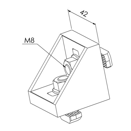 Kit équerre profilé aluminium – Rainure 10 mm – Section 45x45x45 mm - Al