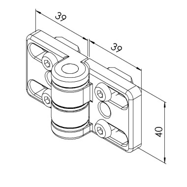 Kit charnière profilé aluminium – 8 mm - 40x40 mm – Zn - 10 45