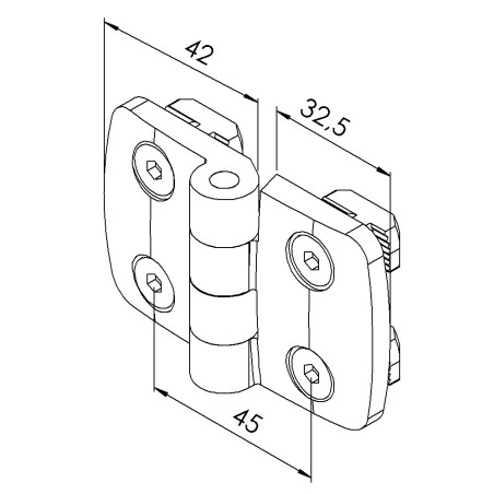 Kit charnière profilé aluminium – Al - 40x40mm - 10 40