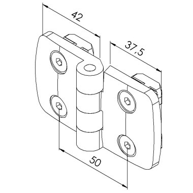 Kit charnière profilé aluminium – Al - 45x45mm - 10 45