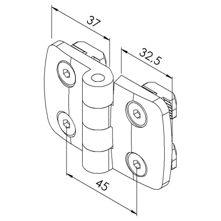 Kit charnière profilé aluminium – 40x40 mm – PA – Indégondable - 10 40