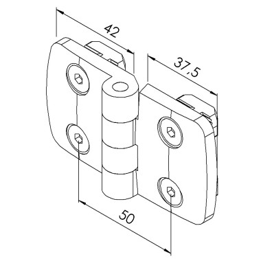 Kit charnière profilé aluminium – 45x45 mm – PA – Indégondable - 10 45