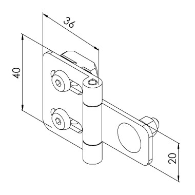Kit charnière profilé aluminium – St – E 32-45 mm - 10 40
