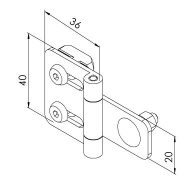 Kit charnière profilé aluminium – St – E 32-45 mm - 10 45