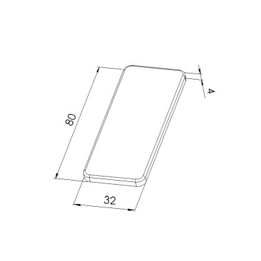 Schéma cotes - Embout profilé aluminium - Rainure 8 mm – Section 80x32 mm - Noir - Elcom shop