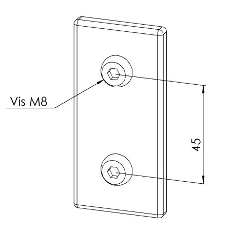 Kit plaque de connexion profilé aluminium - 45x90 mm - V2 - 10 40