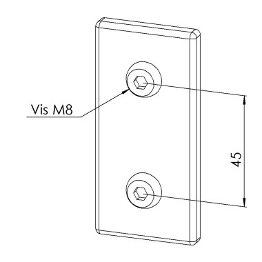 Kit plaque de connexion profilé aluminium - 45x90 mm - V2 - 10 45